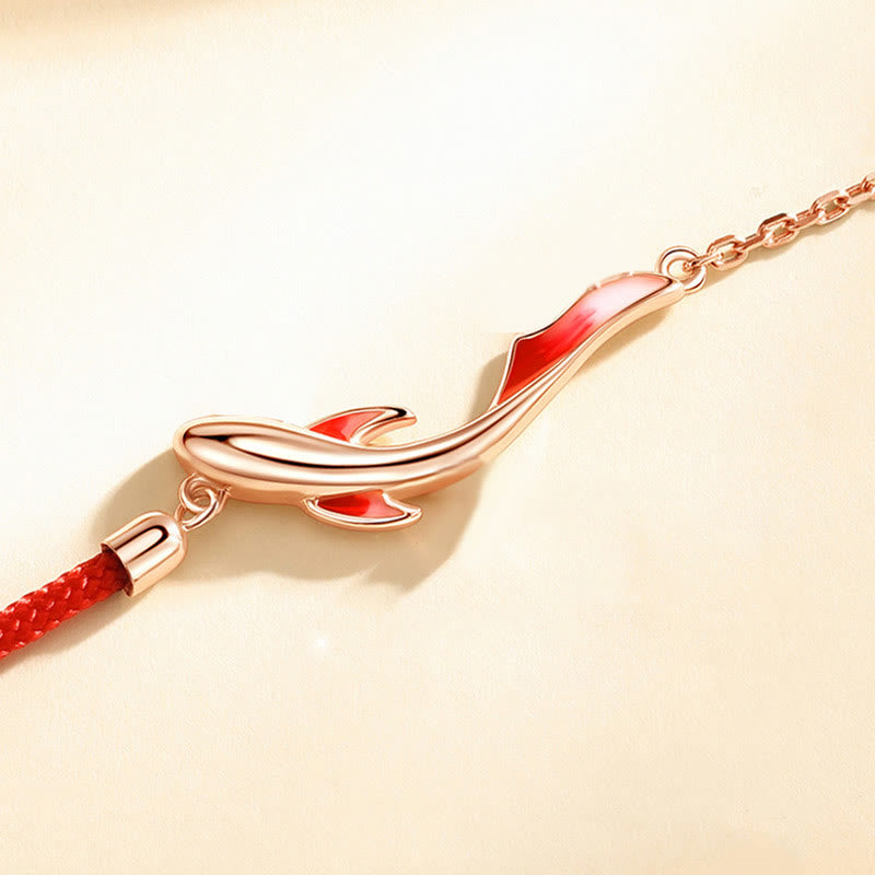 KarmaRipple's 925 Sterling Silver Fortune Koi Fish Lotus Star Woven Red String Bracelet p7