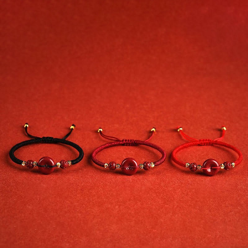 KarmaRipple's Handmade Lotus Cinnabar Peace Buckle Blessing Braid Bracelet p20