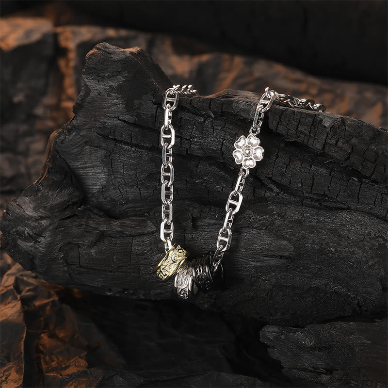 KarmaRipple's 925 Sterling Silver Retro Tang Dynasty Flower Design Fortune Energy Chain Pendant Necklace p6