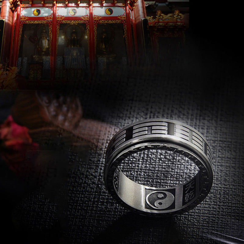 KarmaRipple's Bagua Yin Yang Titanium Steel Balance Rotatable Ring p6