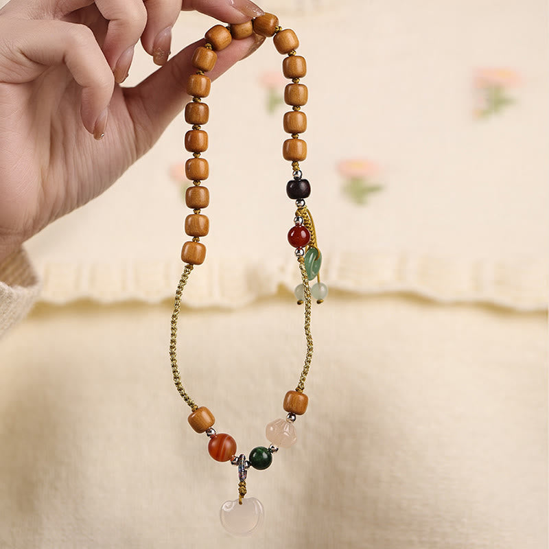 KarmaRipple's Green Sandalwood Chalcedony Peace Buckle Talisman Soothing Double Wrap Bracelet p5