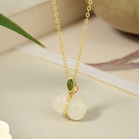 KarmaRipple's 925 Sterling Silver Hetian Jade Gourd Abundance Pendant Necklace