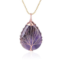 KarmaRipple's Authentic Quartz Gemstone Tree Of Life Balancing Energy Pendant Necklace