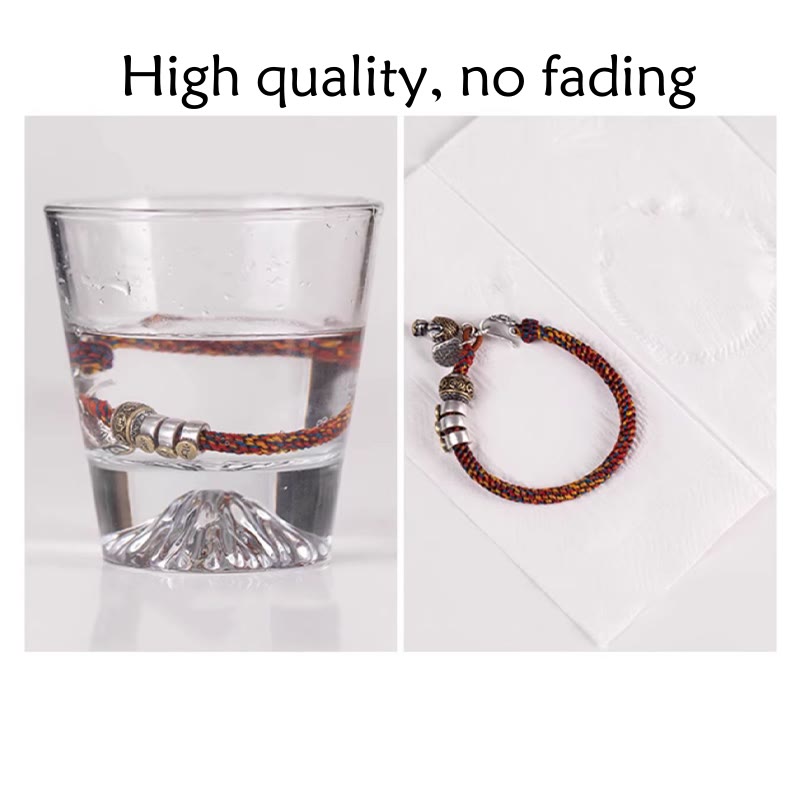 KarmaRipple's Handmade Tibetan 925 Sterling Silver Chinese Zodiac Natal Buddha Zakiram Goddess of Wealth Protection Multicolored Rope Woven Bracelet p28