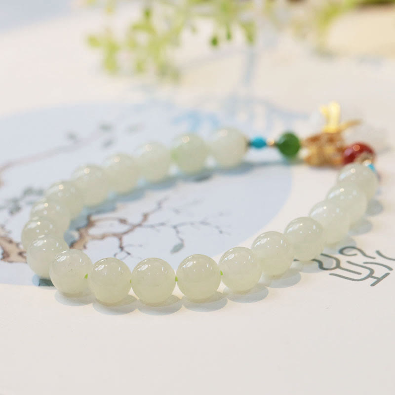 KarmaRipple's Authentic Hetian Ivory Jade 14K Gold Plated Money Bag Blessing Bracelet p3