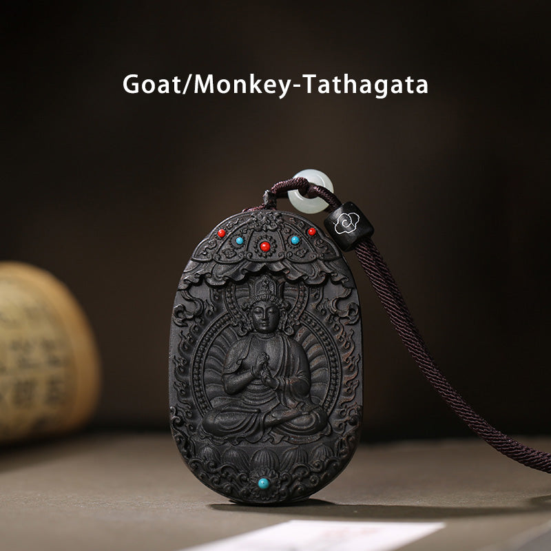 KarmaRipple's Chinese Zodiac Natal Buddha Agarwood Om Mani Padme Hum Lotus Peace Pendant Necklace p6