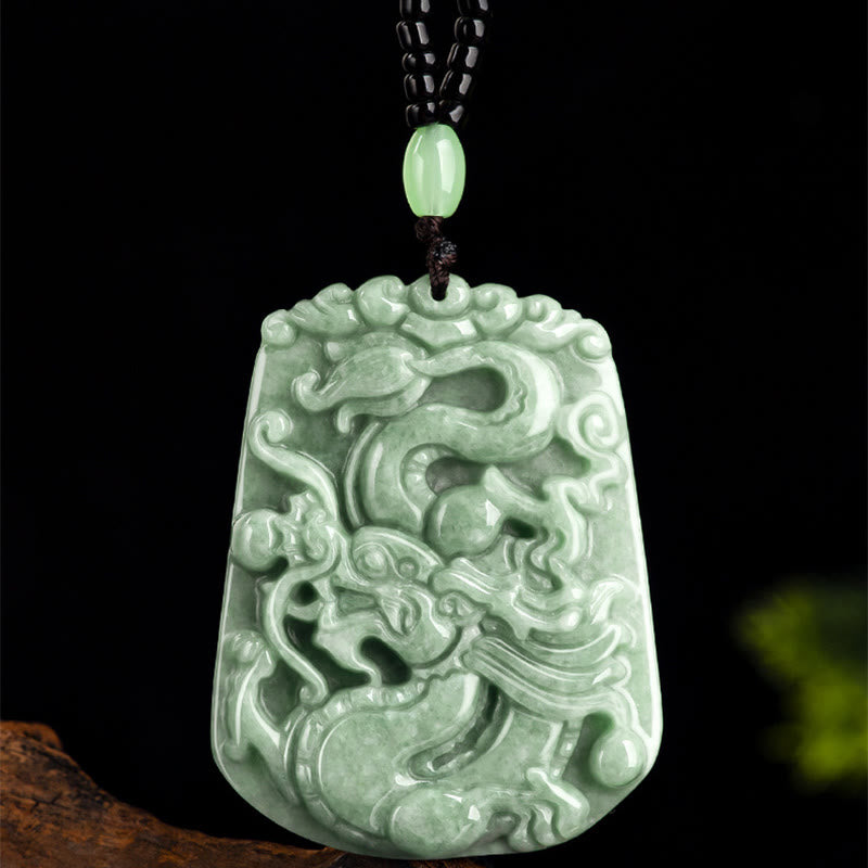 KarmaRipple's Year Of The Dragon Chinese Zodiac Dragon Soaring Jade Protection Bead Chain Pendant Necklace p6