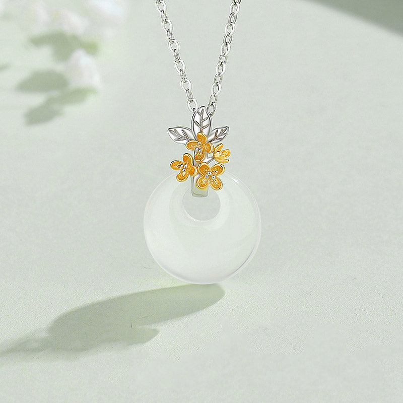 KarmaRipple's 925 Sterling Silver Round Chalcedony Twelve Months Flower Balance Pendant Necklace p22
