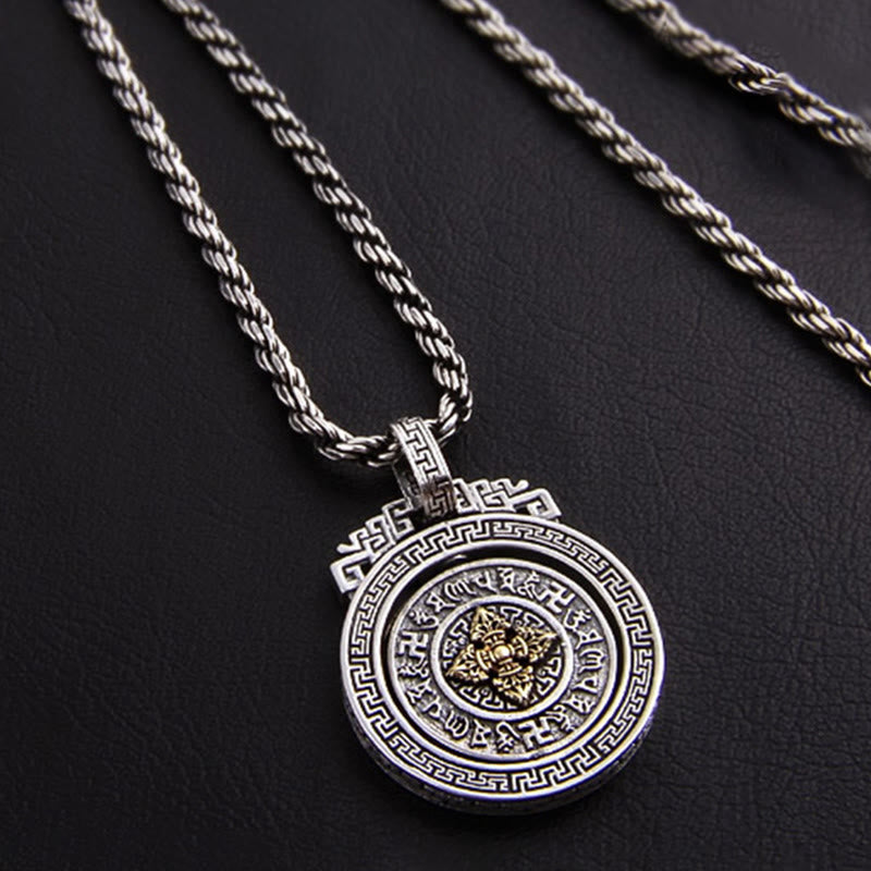 KarmaRipple's Tibetan Om Mani Padme Hum Double Dorje Vajra Rotatable Purity Peace Pendant Necklace p21