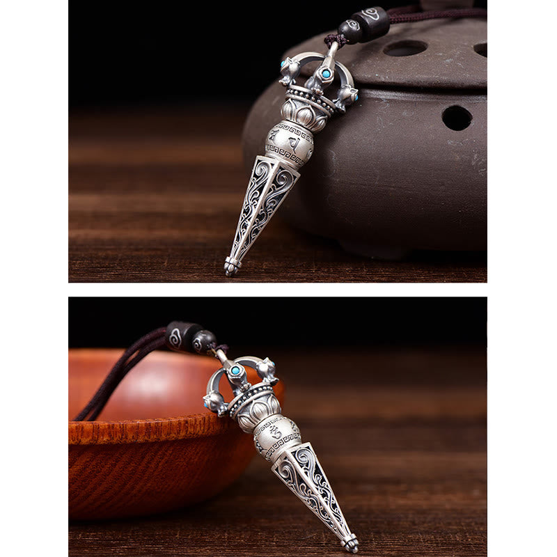 KarmaRipple's Tibetan Om Mani Padme Hum Dorje Vajra Design Wisdom Rotatable Pendant Necklace p6