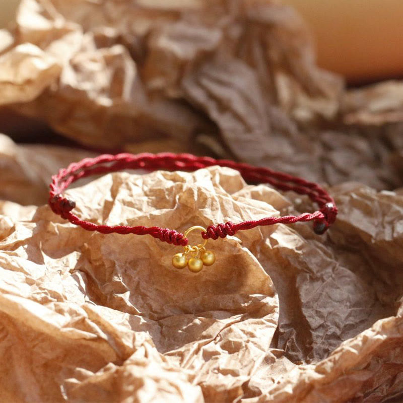 KarmaRipple's 925 Sterling Silver Gold Plated Fortune Red String Bracelet p13