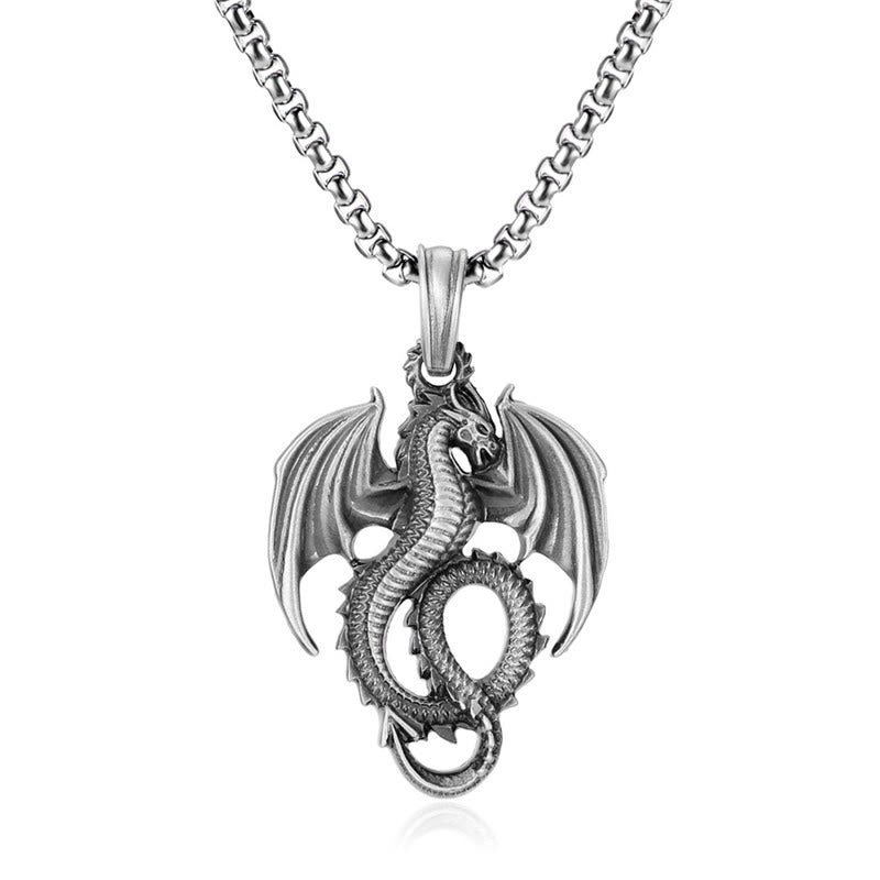 KarmaRipple's Pure Tin Dragon Fortune Success Pendant Necklace p2
