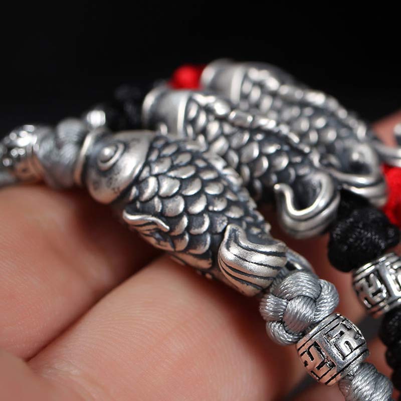 KarmaRipple's Silver Fortune Koi Fish Woven String Bracelet p11