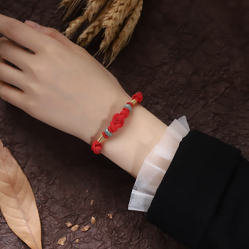 KarmaRipple's Red String Jade Fortune Fortune Weave Woven String Bracelet p13