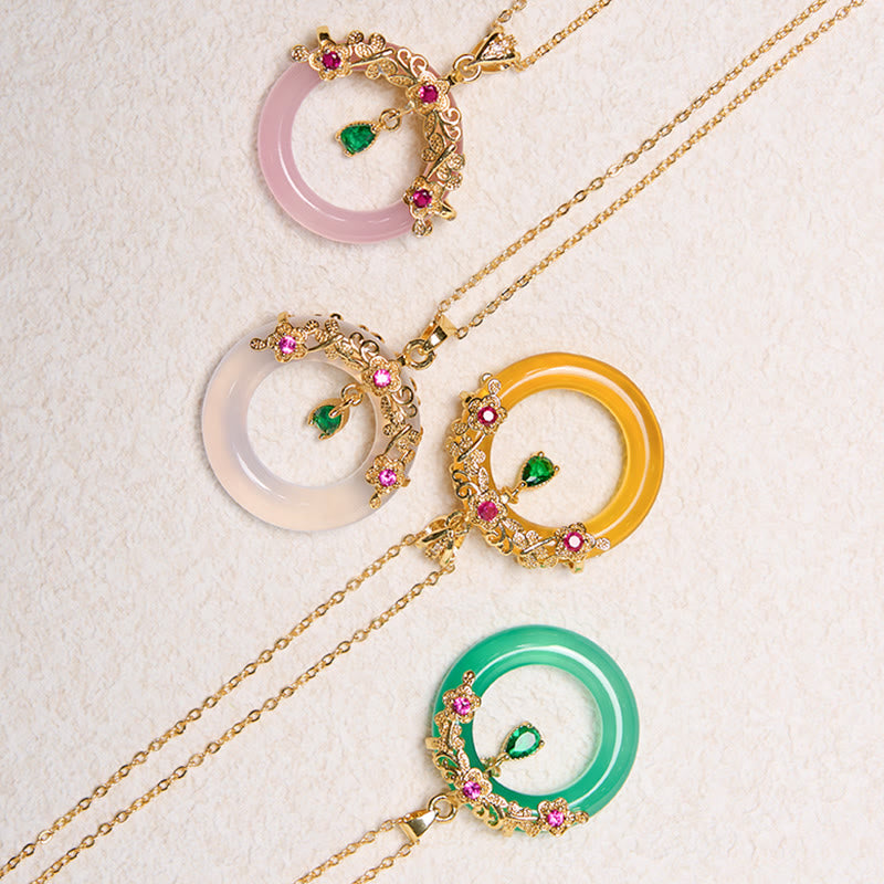 KarmaRipple's Green Chalcedony Peace Buckle Design Strength Pendant Necklace p35