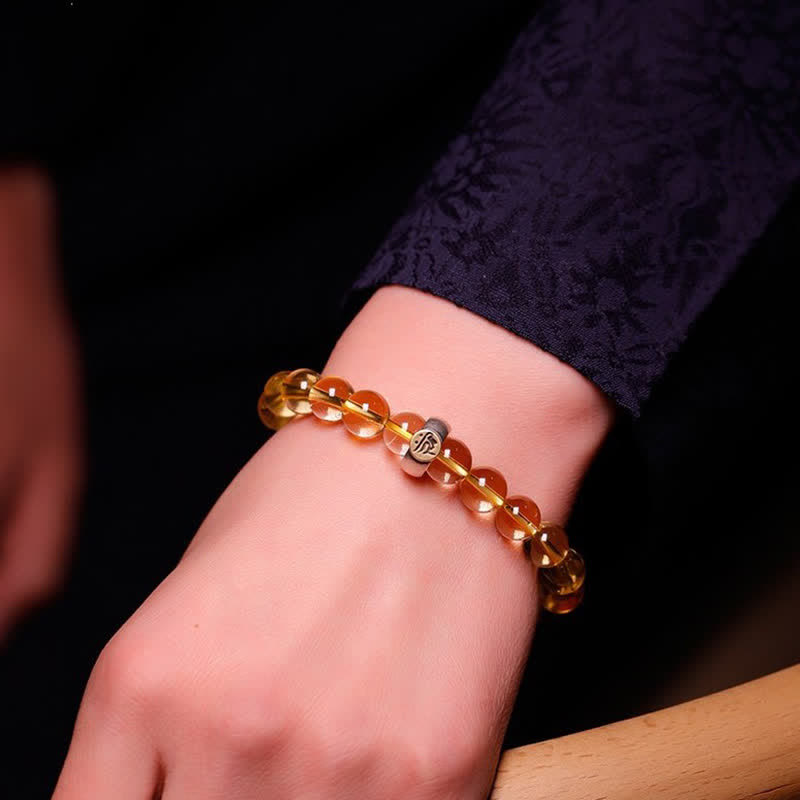 KarmaRipple's 925 Sterling Silver Chinese Zodiac Natal Buddha Citrine Protection Bracelet p4