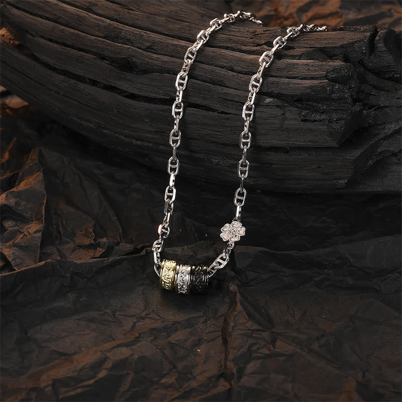 KarmaRipple's 925 Sterling Silver Retro Tang Dynasty Flower Design Fortune Energy Chain Pendant Necklace p13