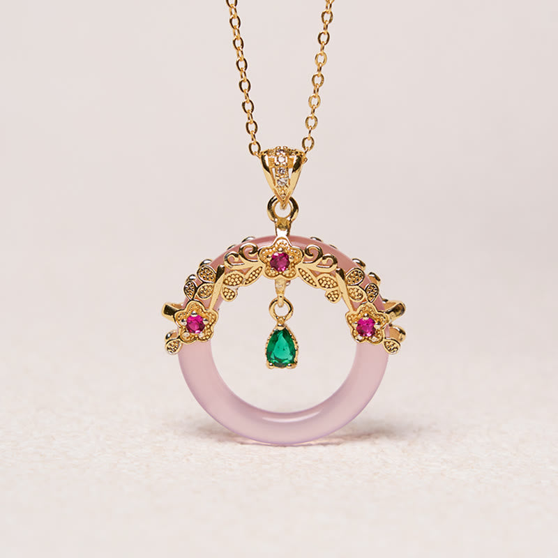 KarmaRipple's Green Chalcedony Peace Buckle Design Strength Pendant Necklace p19