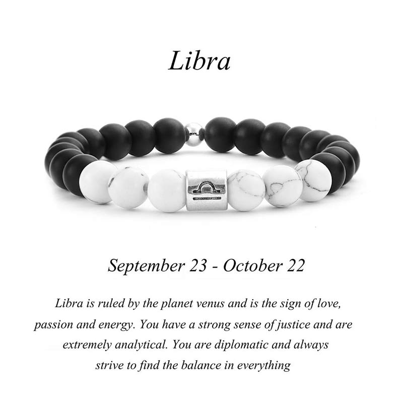 KarmaRipple's 12 Constellations of the Zodiac Authentic Frosted Stone Ivory Turquoise Bead Fortune Bracelet p5