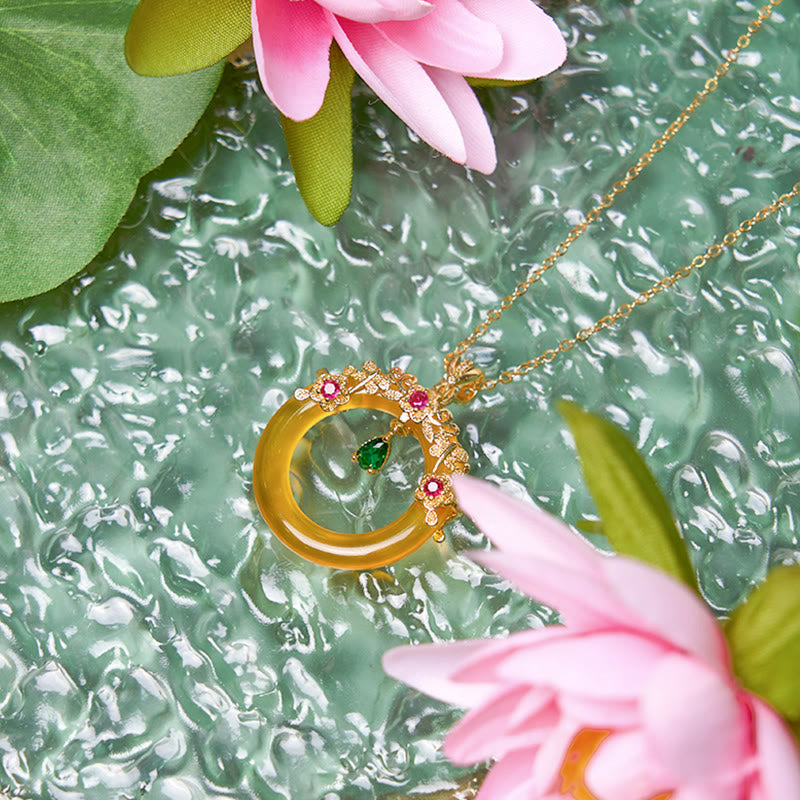 KarmaRipple's Green Chalcedony Peace Buckle Design Strength Pendant Necklace p31