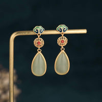 KarmaRipple's FengShui Jade Double Happiness Fortune Earrings