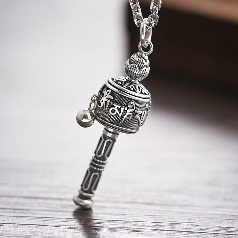 KarmaRipple's Tibetan Om Mani Padme Hum Prayer Wheel Lotus Wisdom Rotatable Pendant Necklace p5