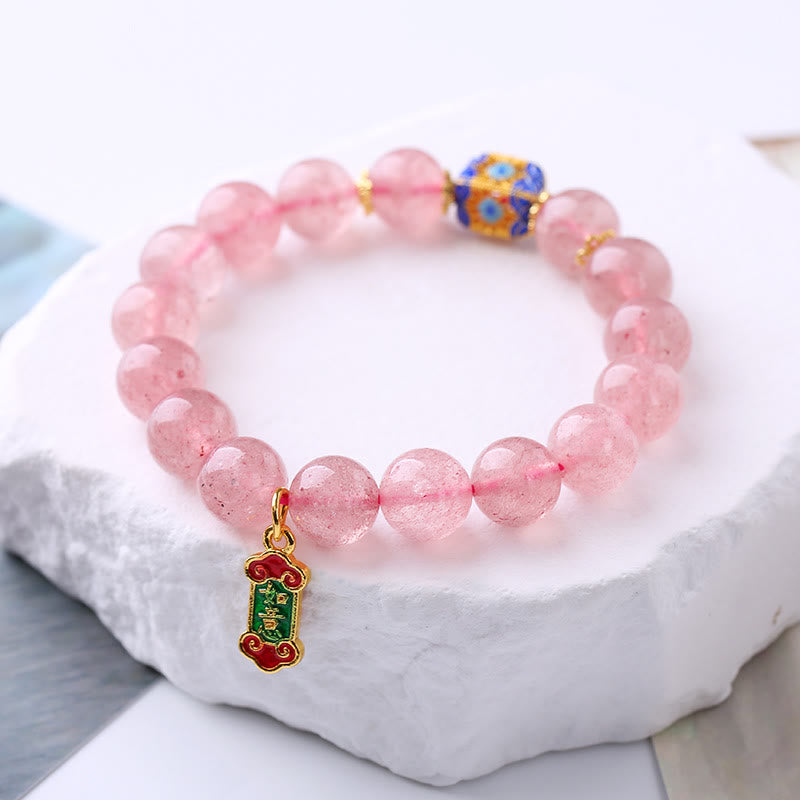 KarmaRipple's Strawberry Quartz Positive Ruyi Talisman Bracelet p7