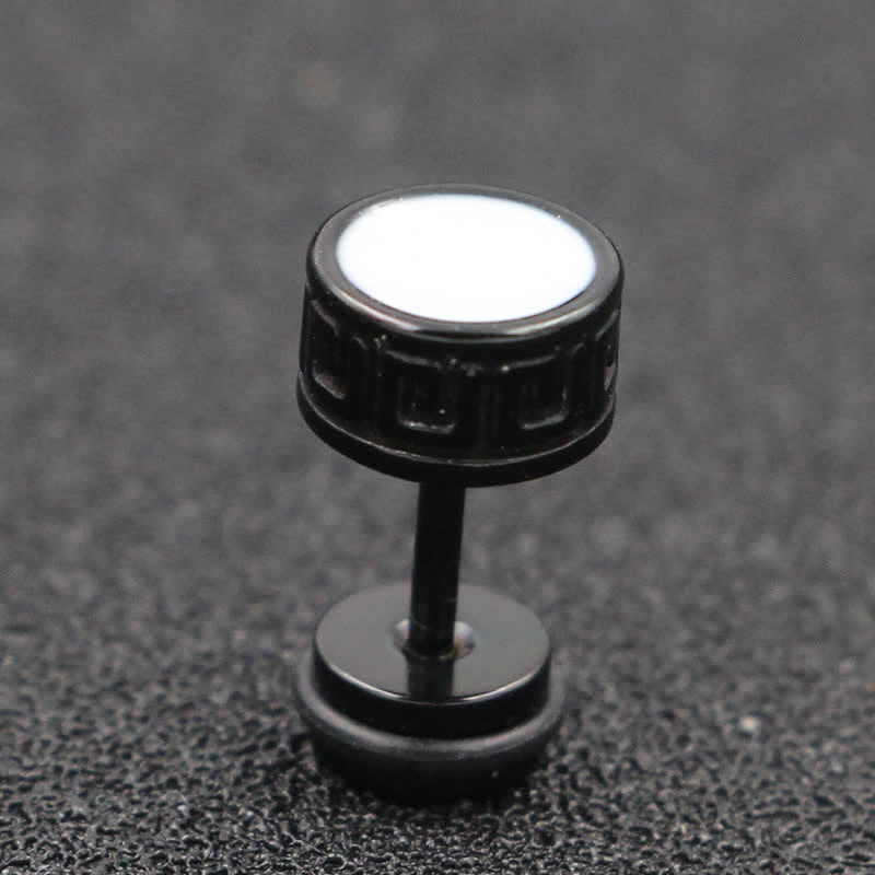 KarmaRipple's Cool Men Titanium Steel Balance Round Stud Earrings p19