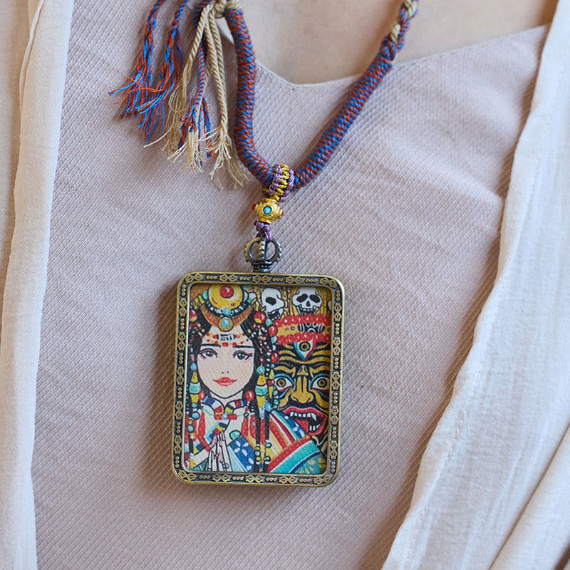 KarmaRipple's Tibetan Zakiram Goddess of Wealth Past And Present Ghau Prayer Box Pendant Necklace p4
