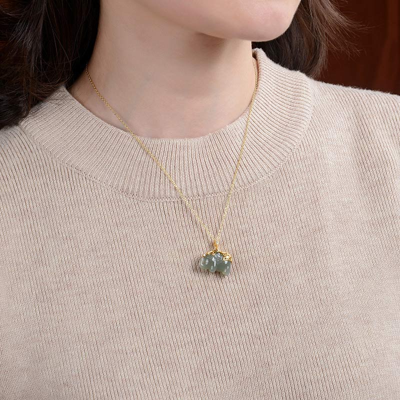 KarmaRipple's 925 Sterling Silver Jade Elephant Blessing Fortune Pendant Chain Necklace p3