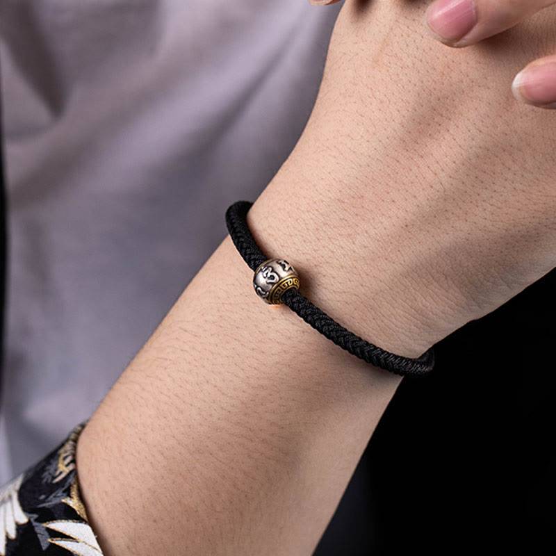 KarmaRipple's 925 Sterling Silver Tibet Handmade Om Mani Padme Hum Fortune Protection King Kong Weave Woven Bracelet p27