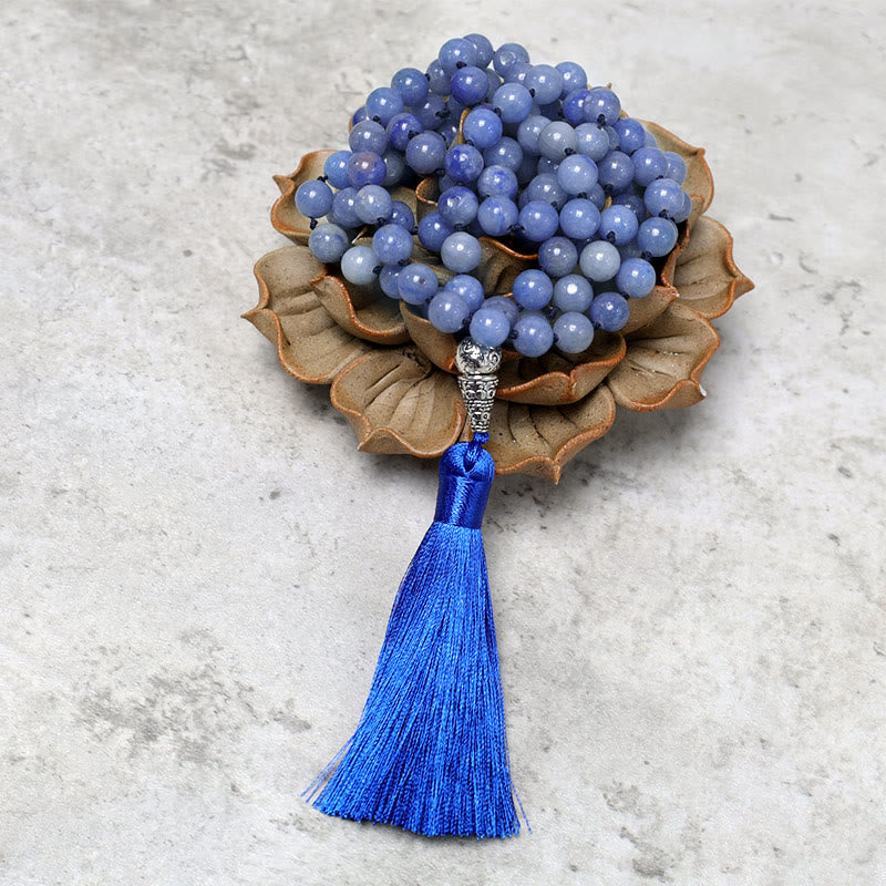 KarmaRipple's 108 Mala Blue Aventurine Beadwork Yoga Meditation Prayer Beadwork Pendant p5