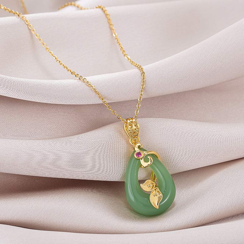 KarmaRipple's Jade Oval Pattern Blessing Fortune Pendant Necklace p8