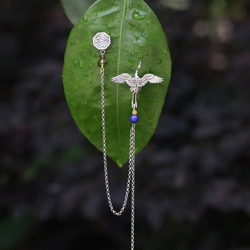 KarmaRipple's Vintage Crane Happiness Bronze Brooch p2