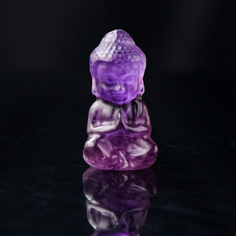 KarmaRipple's Various Gemstone Amethyst Pink Gemstone Ivory Gemstone Citrine Buddha Carved Spiritual Balancing Pendant Necklace Decoration ( p1