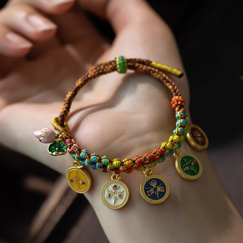 KarmaRipple's Tibetan Colorful Rope Five God Of Wealth Fortune Braid Bracelet p4
