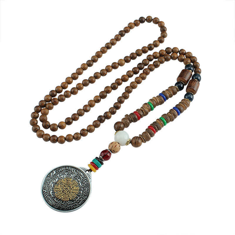 KarmaRipple's Tibetan Om Mani Padme Hum Prayer Wheel Rotation Vajra Wood Pendant Necklace p29