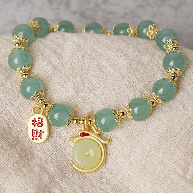 KarmaRipple's Year of the Dragon Red Agate Green Aventurine Peace Buckle Fu Character Fortunate Fortune Bracelet p3