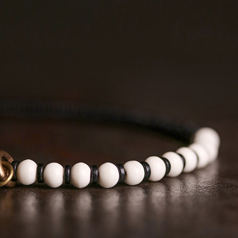 KarmaRipple's Yak Bone Ebony Wood Bronze Strength Pair Bracelet p8