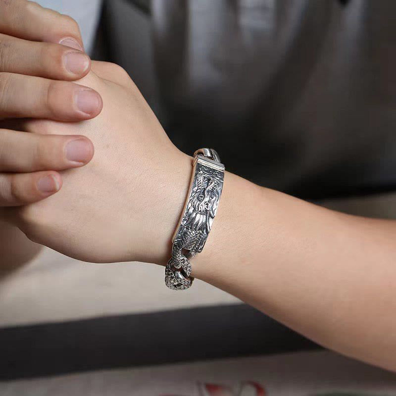 KarmaRipple's Retro Dragon Scale Pattern Engraved Protection Bracelet p9