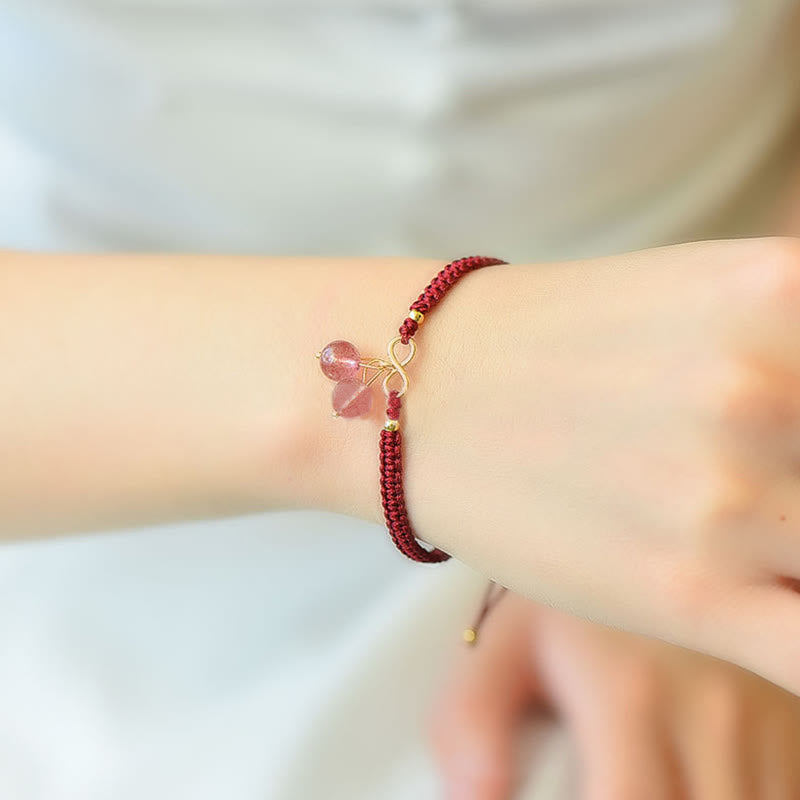 KarmaRipple's Authentic Strawberry Quartz Amethyst Green Phantom Bead Positive Bracelet p12