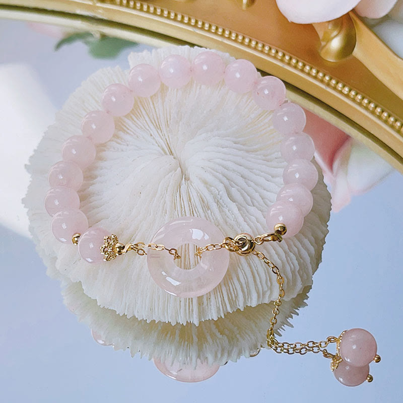 KarmaRipple's Authentic Pink Gemstone Peace Buckle Love Talisman Bracelet p10