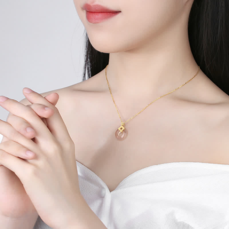 KarmaRipple's 925 Sterling Silver Chalcedony Coin Peace Buckle Positive Pendant Necklace p4