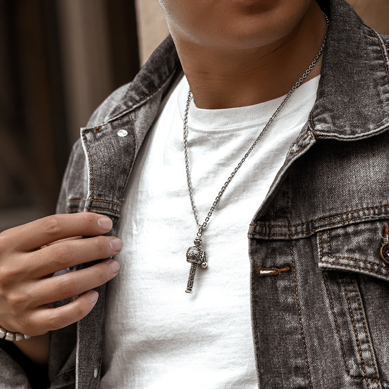 KarmaRipple's Tibetan Om Mani Padme Hum Prayer Wheel Lotus Wisdom Rotatable Pendant Necklace p4