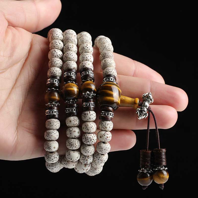 KarmaRipple's Handmade Tibetan Tiger Eye Bodhi Seed Peace Bracelet p7