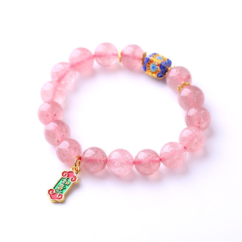 KarmaRipple's Strawberry Quartz Positive Ruyi Talisman Bracelet p5