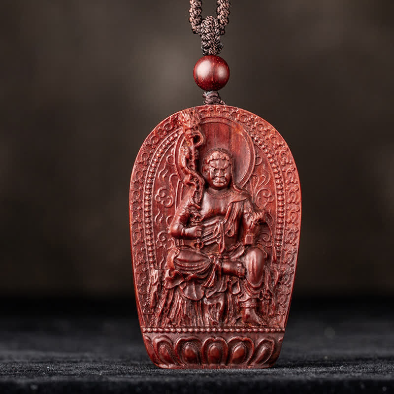 KarmaRipple's Chinese Zodiac Natal Buddha Small Leaf Red Sandalwood Lotus Protection Pendant Necklace p26