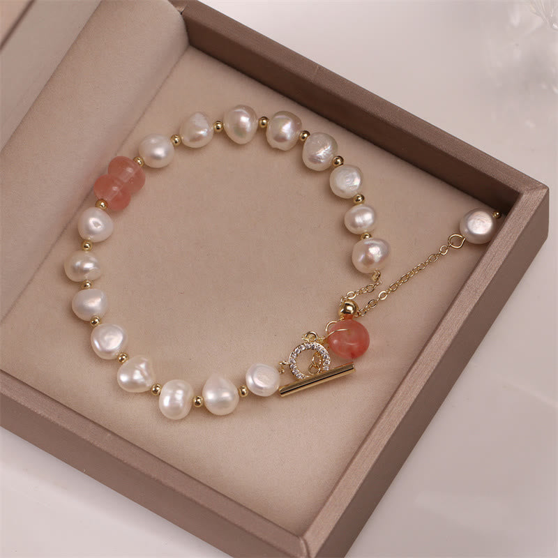 KarmaRipple's Pearl Green Strawberry Quartz Bead Balancing Chain Bracelet p14