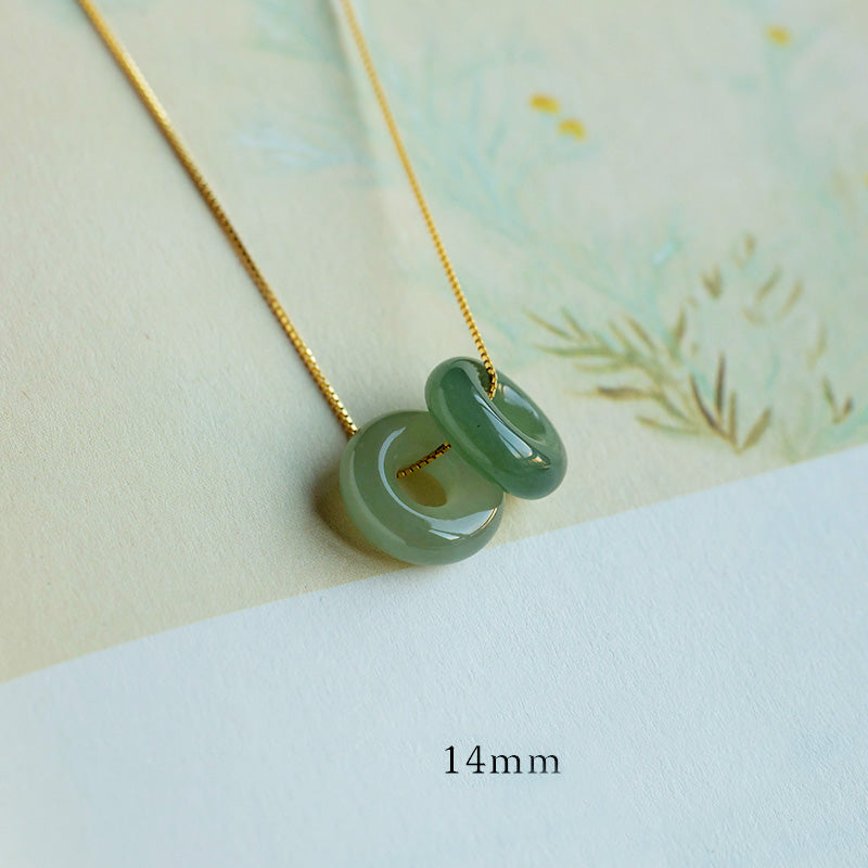KarmaRipple's Authentic Round Jade Peace Buckle Fortune Abundance Pendant Necklace p34