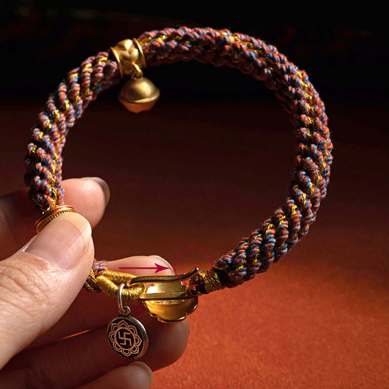 KarmaRipple's 925 Sterling Silver Chinese Zodiac Natal Buddha Om Mani Padme Hum Fortune Bell Woven String Bracelet p11
